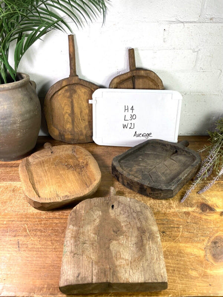 Vintage Rustic Wabi Sabi Hand Carved Wooden Plate Tray Dish Cheese Nibbles Board