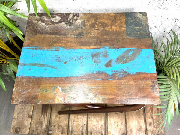 Vintage Reclaimed Folding Wooden Boat Wood Side Lamp Bedside Table