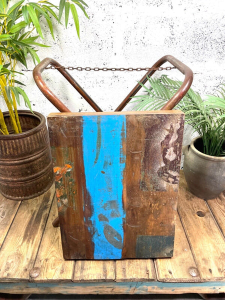Vintage Reclaimed Folding Wooden Boat Wood Side Lamp Bedside Table