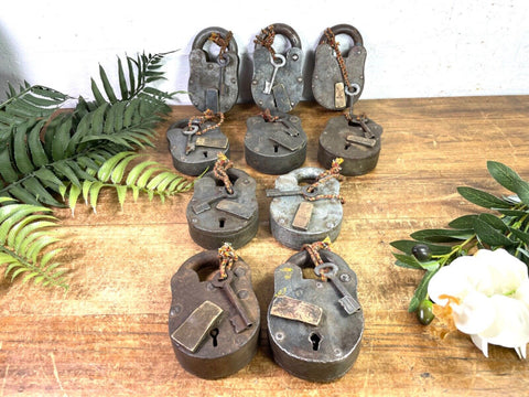 Large Vintage Heavy Duty 3 4 Lever Indian Metal Padlock