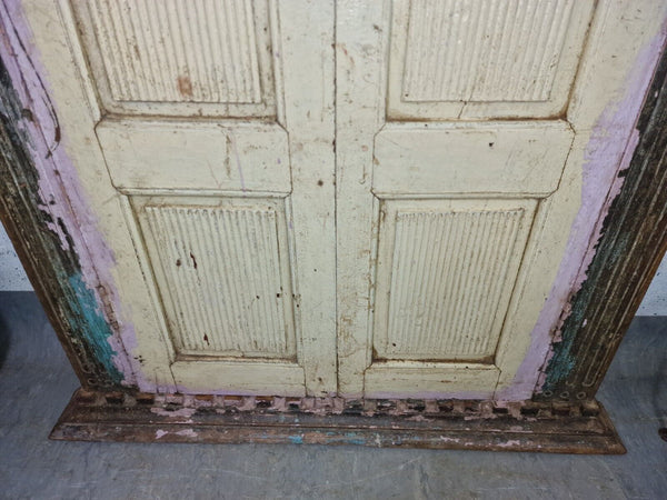 Large Reclaimed Vintage Indian Wooden Wall Window Frame Mirror Home Garden Decor