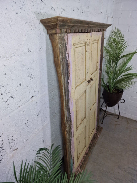 Large Reclaimed Vintage Indian Wooden Wall Window Frame Mirror Home Garden Decor