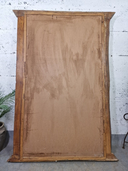 Large Reclaimed Vintage Indian Wooden Wall Window Frame Mirror Home Garden Decor