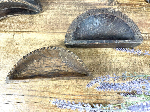 Vintage Indian Hand Carved Wooden Grain Flour Rice Scoop Salt Pepper Sugar Dish