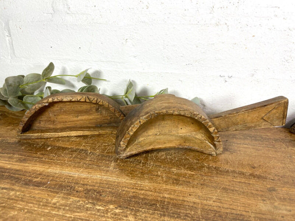 Vintage Indian Hand Carved Wooden Grain Flour Rice Scoop Salt Pepper Sugar Dish