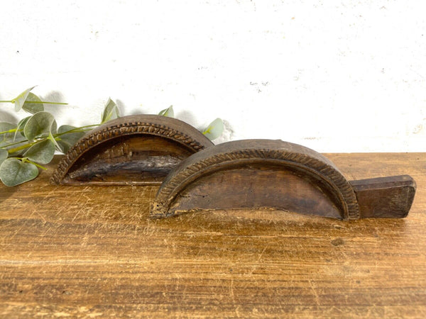 Vintage Indian Hand Carved Wooden Grain Flour Rice Scoop Salt Pepper Sugar Dish