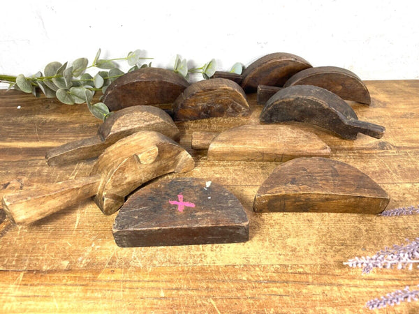 Vintage Indian Hand Carved Wooden Grain Flour Rice Scoop Salt Pepper Sugar Dish