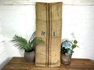 Vintage Hungarian Rustic Hemp Linen Grain Sack Upholstery Material Cushion Cover