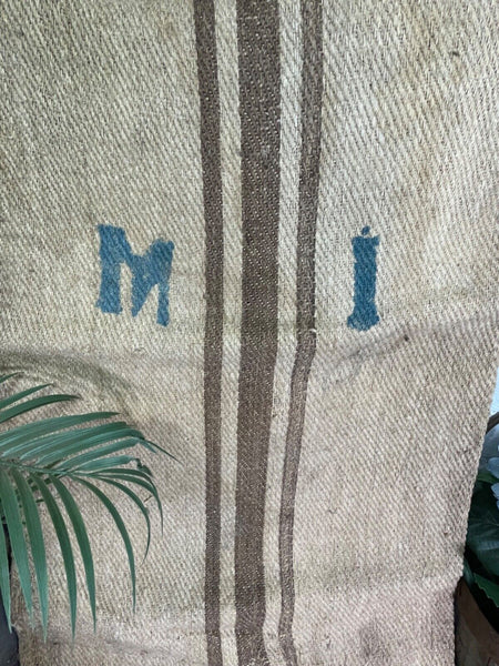 Vintage Hungarian Rustic Hemp Linen Grain Sack Upholstery Material Cushion Cover