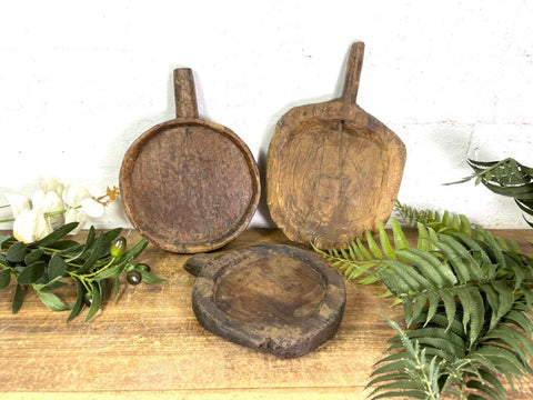 Vintage Rustic Wabi Sabi Hand Carved Wooden Plate Tray Dish Cheese Nibbles Board