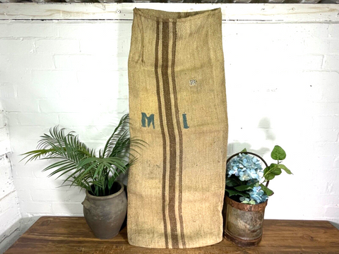 Vintage Hungarian Rustic Hemp Linen Grain Sack Upholstery Material Cushion Cover