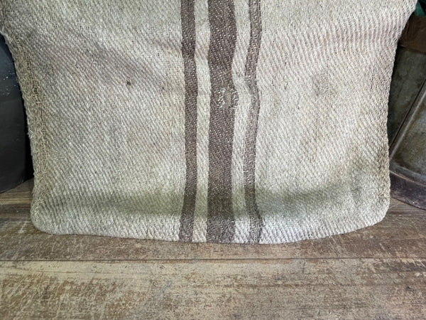 Vintage Hungarian Rustic Hemp Linen Grain Sack Upholstery Material Cushion Cover