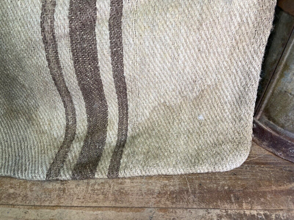 Vintage Hungarian Rustic Hemp Linen Grain Sack Upholstery Material Cushion Cover