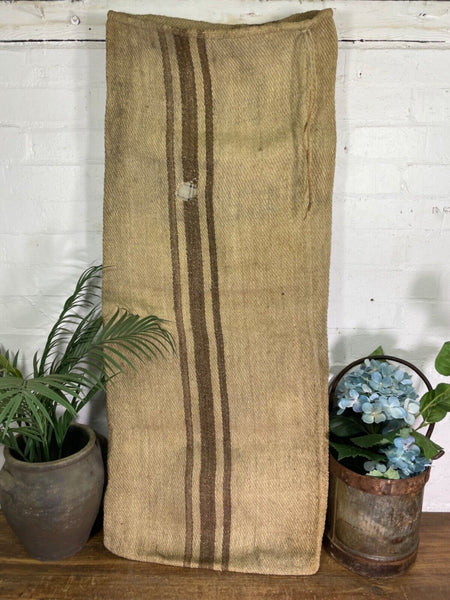 Vintage Hungarian Rustic Hemp Linen Grain Sack Upholstery Material Cushion Cover
