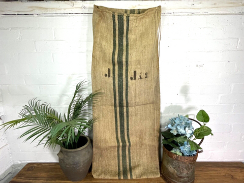 Vintage Hungarian Rustic Hemp Linen Grain Sack Upholstery Material Cushion Cover