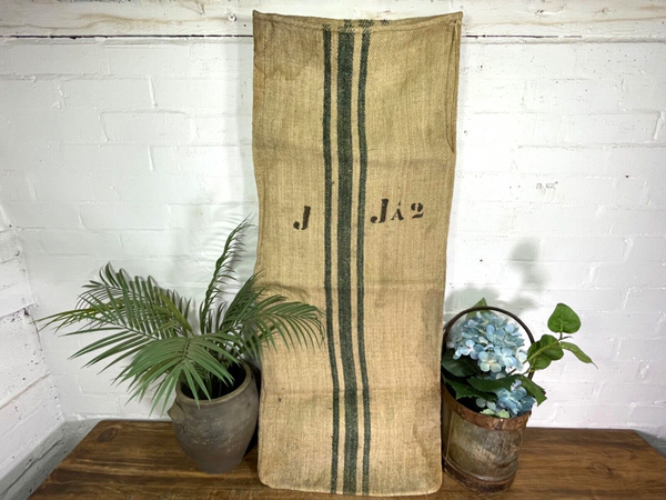 Vintage Hungarian Rustic Hemp Linen Grain Sack Upholstery Material Cushion Cover