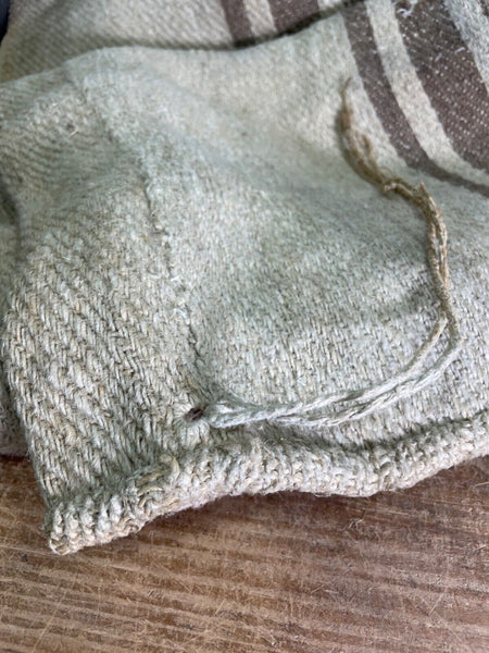 Vintage Hungarian Rustic Hemp Linen Grain Sack Upholstery Material Cushion Cover