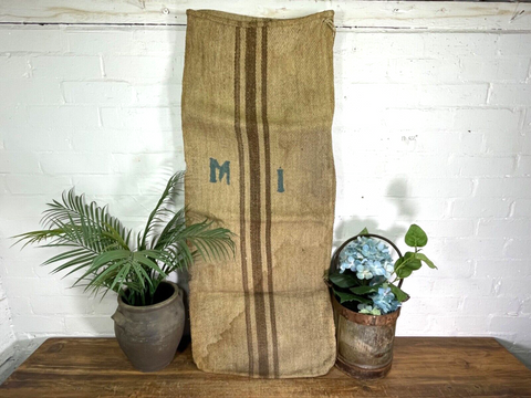 Vintage Hungarian Rustic Hemp Linen Grain Sack Upholstery Material Cushion Cover