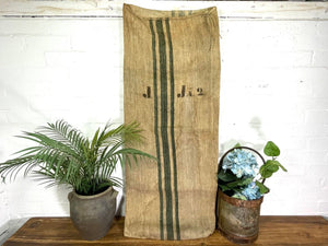 Vintage Hungarian Rustic Hemp Linen Grain Sack Upholstery Material Cushion Cover