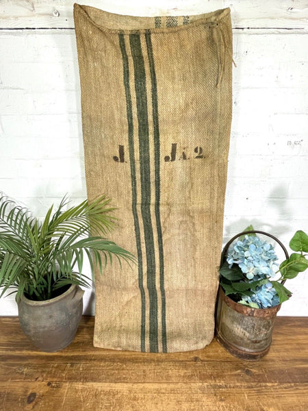Vintage Hungarian Rustic Hemp Linen Grain Sack Upholstery Material Cushion Cover