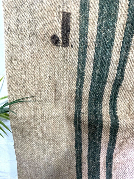 Vintage Hungarian Rustic Hemp Linen Grain Sack Upholstery Material Cushion Cover