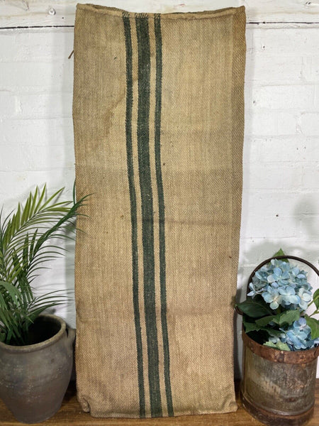 Vintage Hungarian Rustic Hemp Linen Grain Sack Upholstery Material Cushion Cover