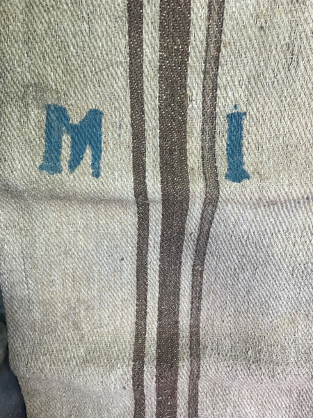 Vintage Hungarian Rustic Hemp Linen Grain Sack Upholstery Material Cushion Cover