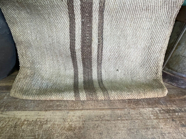 Vintage Hungarian Rustic Hemp Linen Grain Sack Upholstery Material Cushion Cover