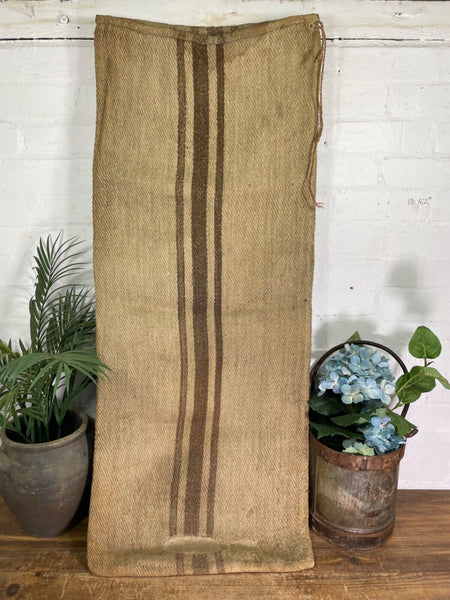 Vintage Hungarian Rustic Hemp Linen Grain Sack Upholstery Material Cushion Cover