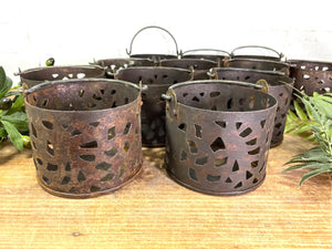 Vintage Rustic Metal Hanging Candle Tea Light Holder Lantern Wedding Prop