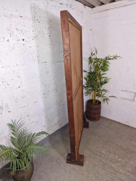 Large Vintage Reclaimed Indian Mirrored Carved Wooden Room Divider Screen Mirror