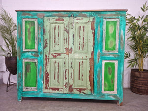 Vintage Reclaimed Indian Wooden Sideboard Tv Drinks Kitchen Cabinet Cupboard