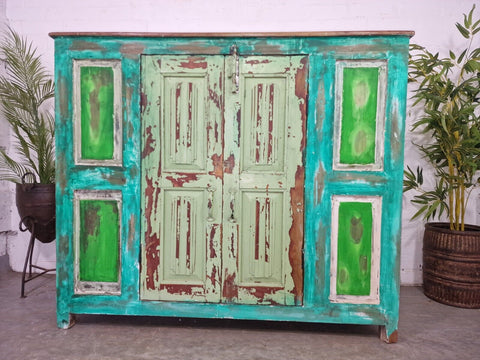 Vintage Reclaimed Indian Wooden Sideboard Tv Drinks Kitchen Cabinet Cupboard