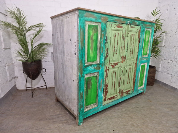 Vintage Reclaimed Indian Wooden Sideboard Tv Drinks Kitchen Cabinet Cupboard
