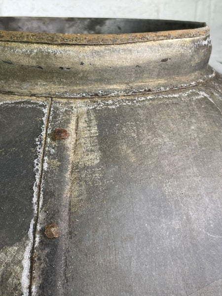 XL Large Vintage Rustic Hand Beaten Riveted Indian Water Pot Vase Garden Planter