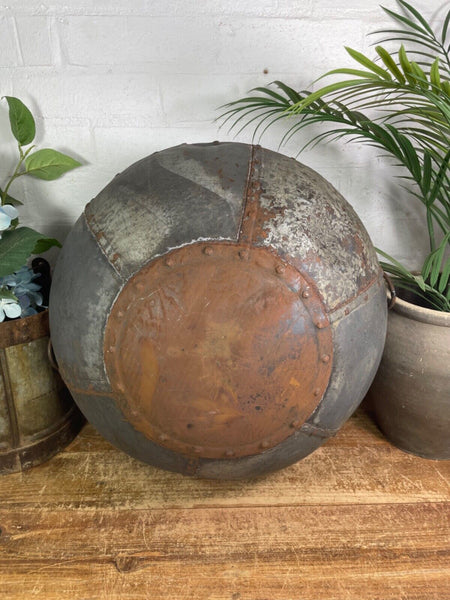 XL Large Vintage Rustic Hand Beaten Riveted Indian Water Pot Vase Garden Planter