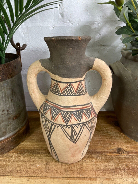 Vintage Moroccan Hand Made Rustic Wabi Sabi Berber Rif Pot Dry Flower Vase