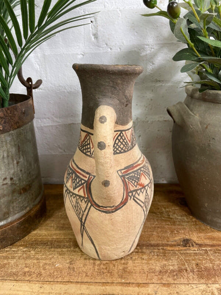 Vintage Moroccan Hand Made Rustic Wabi Sabi Berber Rif Pot Dry Flower Vase