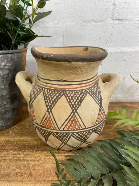 Vintage Moroccan Hand Made Rustic Wabi Sabi Berber Rif Pot Dry Flower Vase