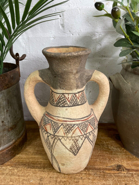 Vintage Moroccan Hand Made Rustic Wabi Sabi Berber Rif Pot Dry Flower Vase