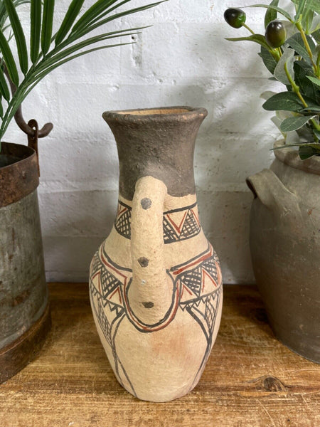 Vintage Moroccan Hand Made Rustic Wabi Sabi Berber Rif Pot Dry Flower Vase