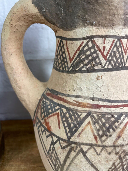 Vintage Moroccan Hand Made Rustic Wabi Sabi Berber Rif Pot Dry Flower Vase
