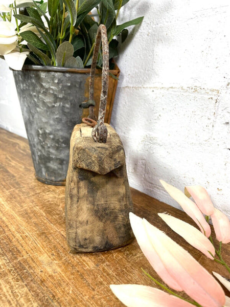 Vintage Indian Rustic Wabi Sabi Hand Carved Teak Wooden Oil Lantern Container