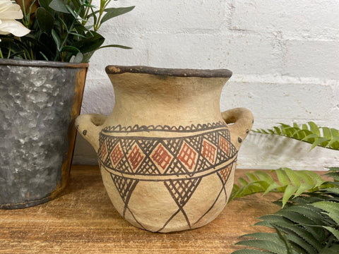 Vintage Moroccan Hand Made Rustic Wabi Sabi Berber Rif Pot Dry Flower Vase