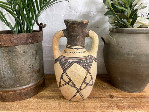 Vintage Moroccan Hand Made Rustic Wabi Sabi Berber Rif Pot Dry Flower Vase
