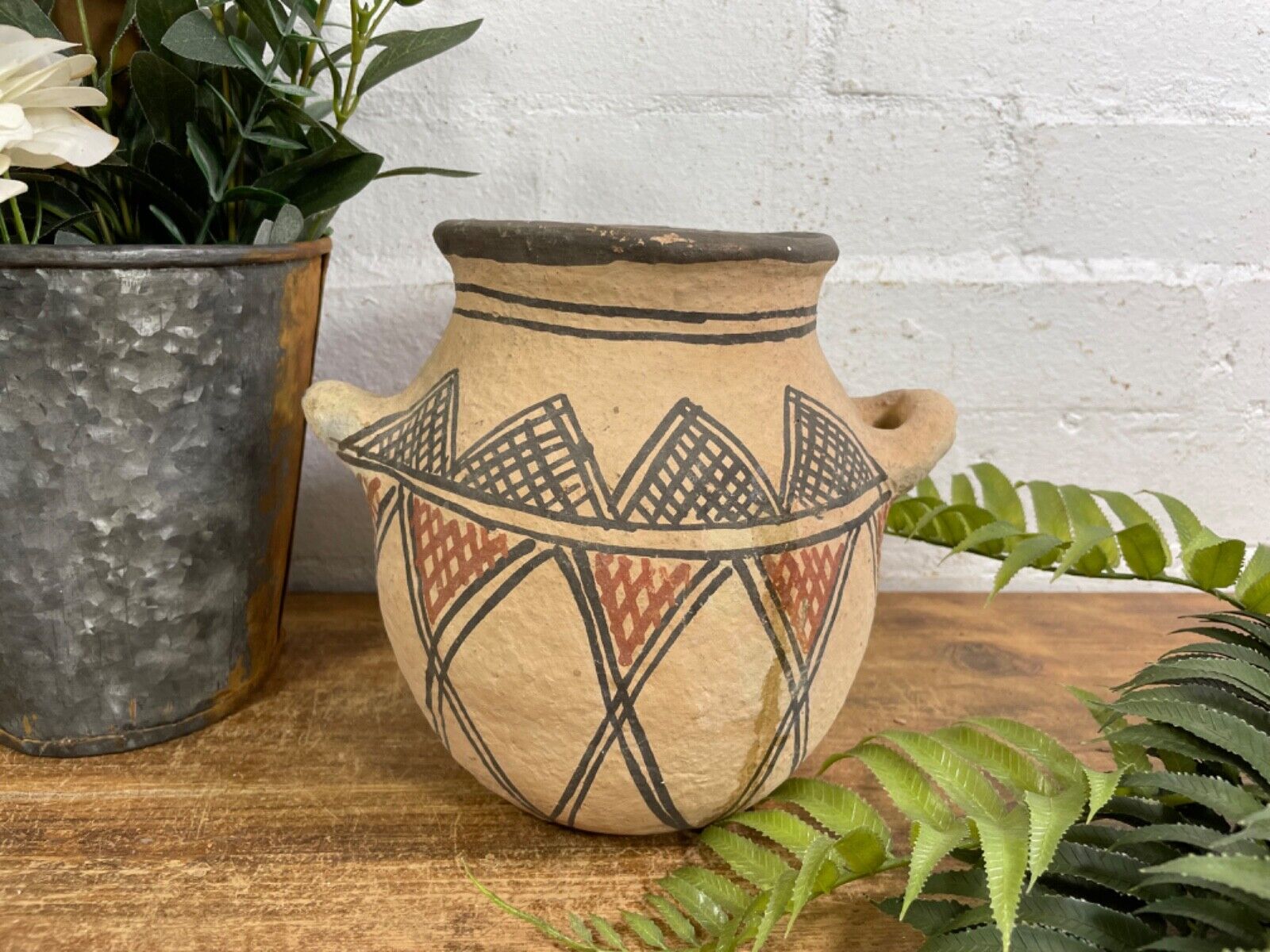 Vintage Moroccan Hand Made Rustic Wabi Sabi Berber Rif Pot Dry Flower Vase