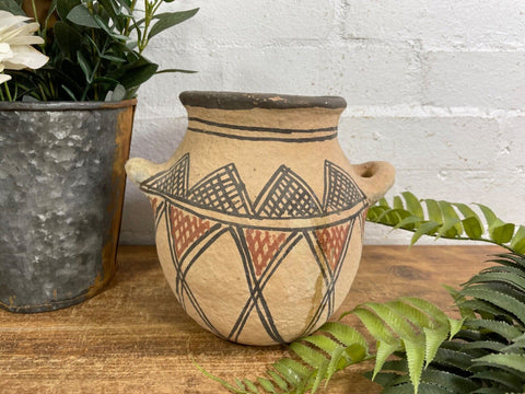 Vintage Moroccan Hand Made Rustic Wabi Sabi Berber Rif Pot Dry Flower Vase
