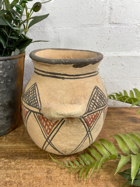 Vintage Moroccan Hand Made Rustic Wabi Sabi Berber Rif Pot Dry Flower Vase