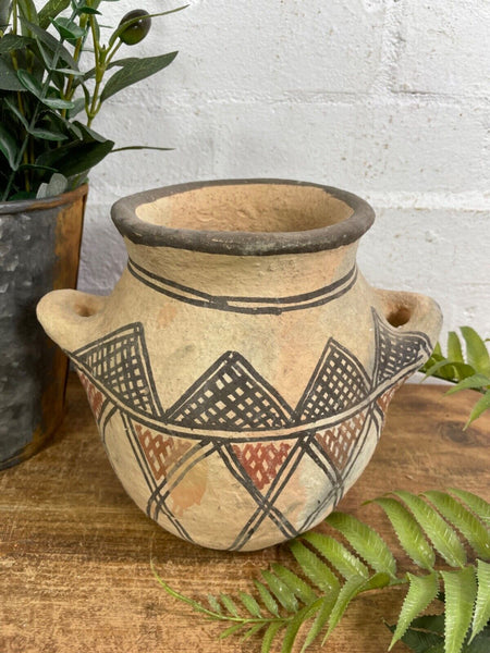 Vintage Moroccan Hand Made Rustic Wabi Sabi Berber Rif Pot Dry Flower Vase