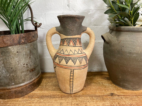 Vintage Moroccan Hand Made Rustic Wabi Sabi Berber Rif Pot Dry Flower Vase